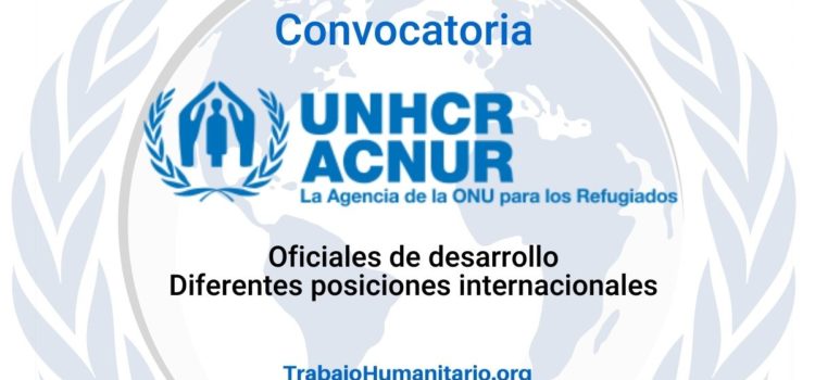 ACNUR busca oficiales de desarrollo – Diferentes posiciones internacionales
