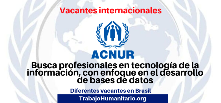 UNHCR/ACNUR Busca profesionales para sus vacantes internacionales en Brasil.