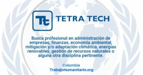 Tetra Tech Intdev busca Subdirector/a Técnico del programa de Colombia Invertir para el Clima (I4C)